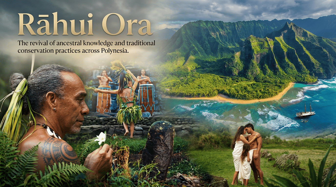 Rahui Ora project key art featuring Polynesian landscapes and cultural imagery